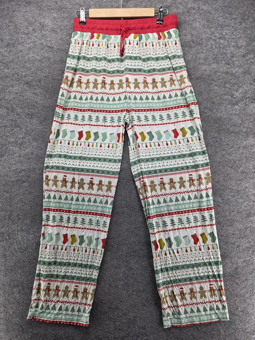 Littlesleepies Pajama Pants Womens M White Christmas Graphic Print Viscose